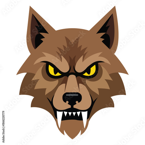 Fierce Wolf Emblem: A formidable wolf, rendered in a bold, stylized design, its intense gaze and exposed fangs conveying strength and wildness.