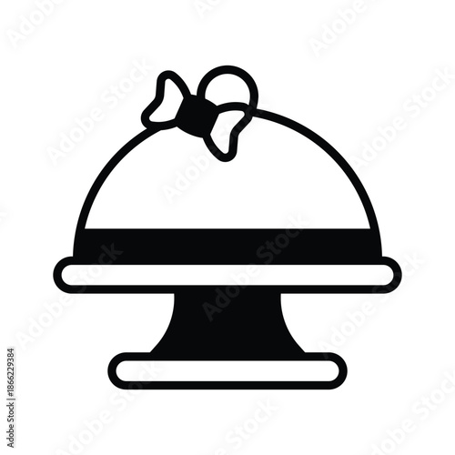 A premium glyph icon of cloche serving concept