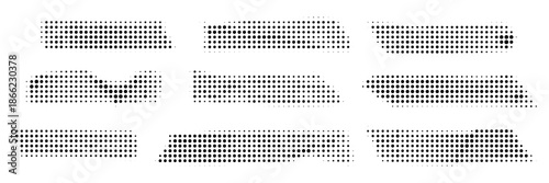 Dot tape icon set, halftone scotch, gradient adhesive tape pieces collection