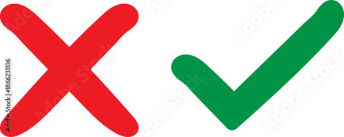 Minimalist check and cross vector icons