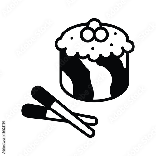 A visually appealing glyph icon of sushi food concept
