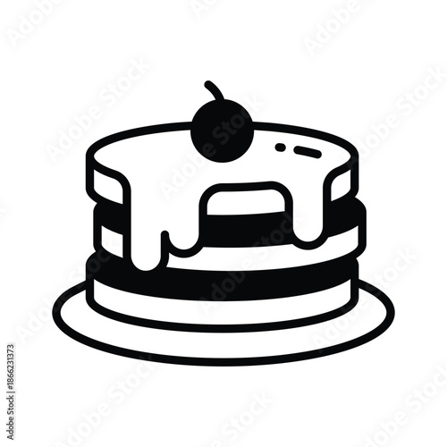 A well designed glyph icon of pancake breakfast food