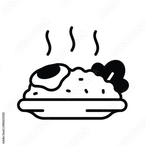An editable glyph icon of fried rice dish
