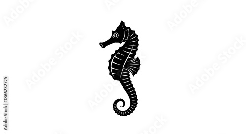 Elegant Seahorse Silhouette - A Minimalist Marine Illustration.
