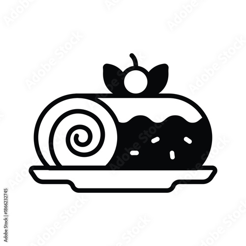 A modern glyph icon of swiss roll cake