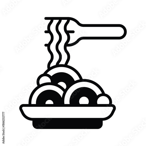 A customizable glyph icon of spaghetti pasta food