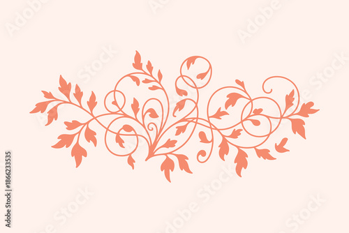 Elegant floral border design with swirling leaves