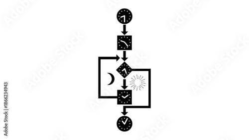 Circadian health Rhythm symbol, black isolated silhouette