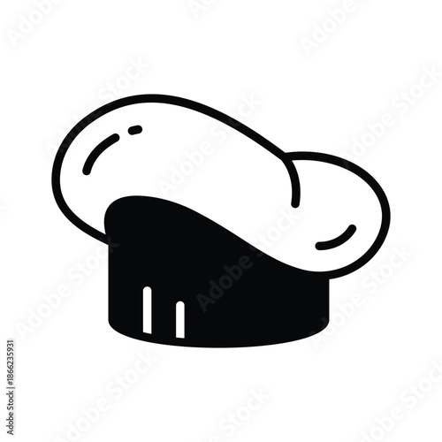 An editable glyph icon of chef hat uniform, toque blanche vector