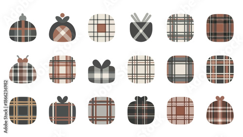 Collection of Christmas Tree Bauble Plaid Patterns.