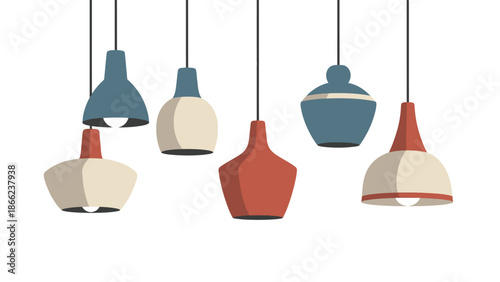 Geometric Pendant Lights in Various Colors.