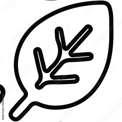 Bold Black Line Leaf Vein Illustration for Nature, Botany, Design, and Educational Projects