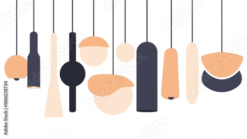 Modern Hanging Light Fixtures in Various Shapes.