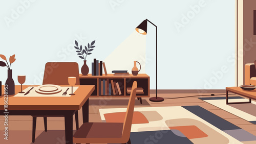 Modern Living Room Interior with Furniture.