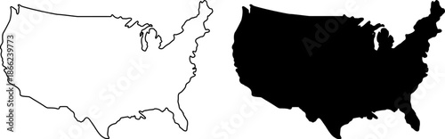 Minimalist usa and canada map illustration