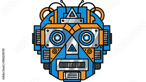 Futuristic Robot Head Icon - Sci-Fi Character Face