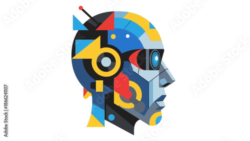 Abstract Robot Head Profile - Futuristic AI Concept