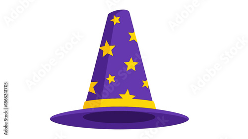 Purple wizard hat with yellow stars and brim
