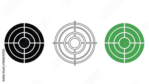 Three target icons in black white and green illustrate precision and focus