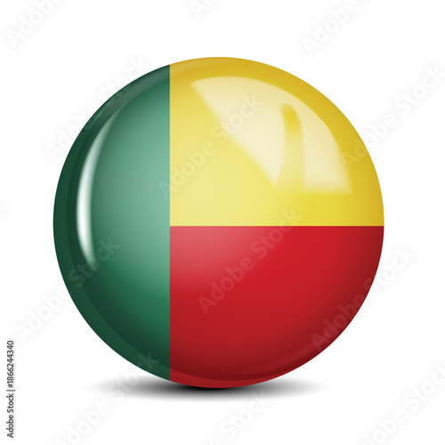 Free Download Benin National Flag Sphere Icon Glossy Button 3D Vector Illustration - GFXLoad