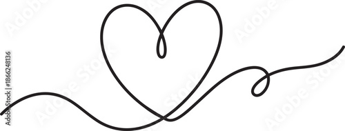 Elegant continuous line heart illustration