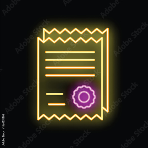 Neon sign illuminating an official agreement, emphasizing its importance and validity