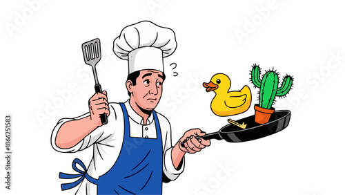 Confused Chef Cooking Rubber Duck