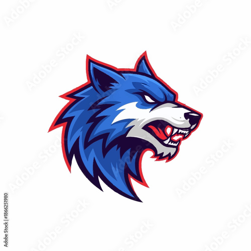 Wallpaper Mural Fierce Blue Wolf Head Mascot Logo Design Illustration. Torontodigital.ca