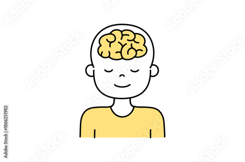瞑想をする人の脳イラスト
