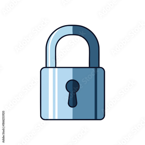 A simple, two-tone blue padlock illustration with a keyhole, on white background