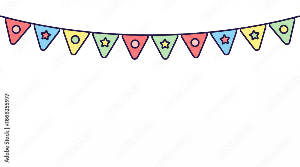 Obraz premium Colorful pennants isolated on a white background. Party decorations
