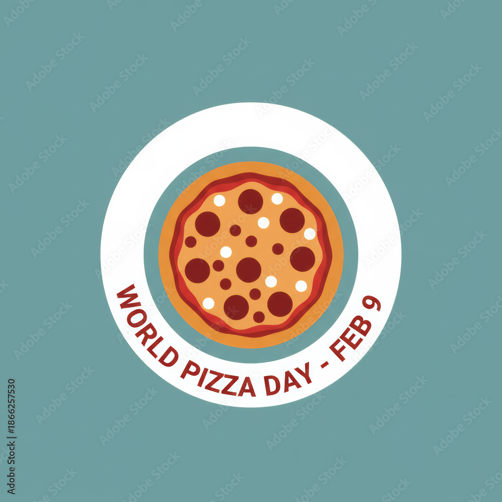 Fototapeta premium World Pizza Day World Map Pepperoni Continents Design