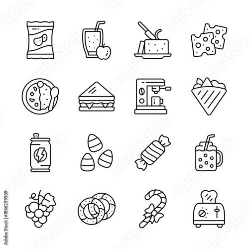 A visually engaging pack of food and drinks in trendy design style