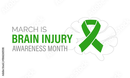 Celebrate Brain Injury Awareness Month in March with a brain and ribbon design, perfect for posters, digital graphics, banners, cards, and online awareness content. Banner poster, flyer and background