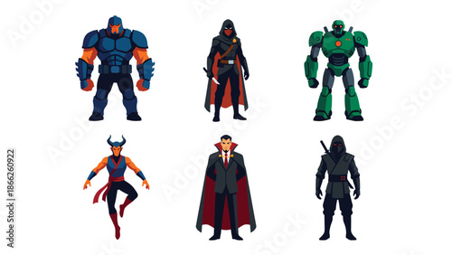 Diverse Fantasy and Sci-Fi Character Collection Vector Illustration