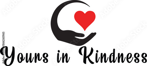 Minimal Kindness Logo with Hand Cradling Heart and Script Typography