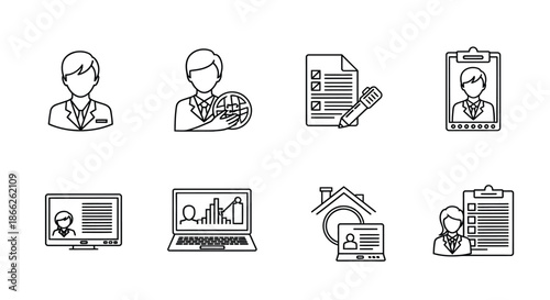 Business professionals engaged in various tasks