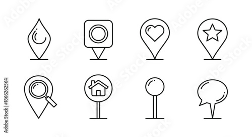 Set of location and search icons
