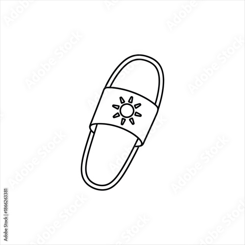 Simple summer slipper icon design with shades of gray and white