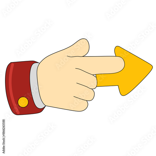 Hand Icon Pointing to the Right with a Yellow Arrow