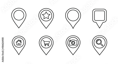 Set of map location icons
