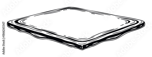 A simple bold graphic illustration of a fresh square slice of bread, perfect for culinary content, breakfast meal representations, or ingredient labeling in food industry projects