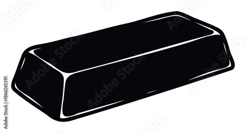 Bold monochrome ingot symbol for financial stability, industrial resources, or valuable assets, perfect for corporate reports, websites, or educational content related to commodities.
