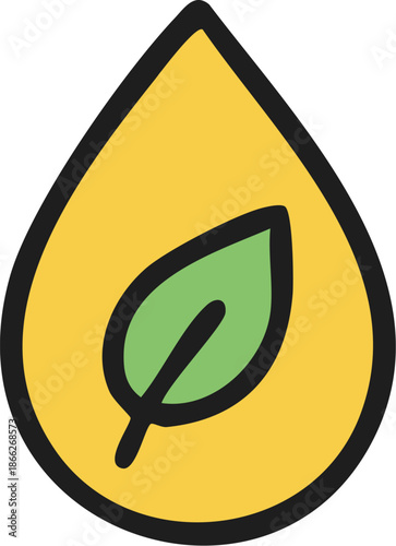 Green leaf inside a yellow drop icon.