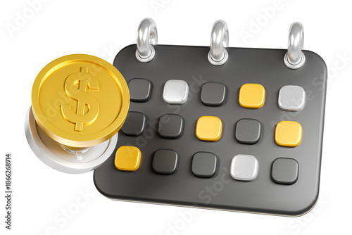 Calendar with Gold Coins 3D Render