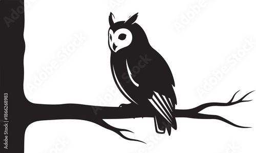 Owl Silhouette on Tree Branch

Night Owl Sitting on a Branch

Minimalist Owl Illustration