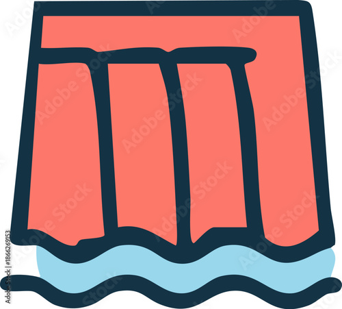 Simple Illustration of a Dam Holding Back Water.