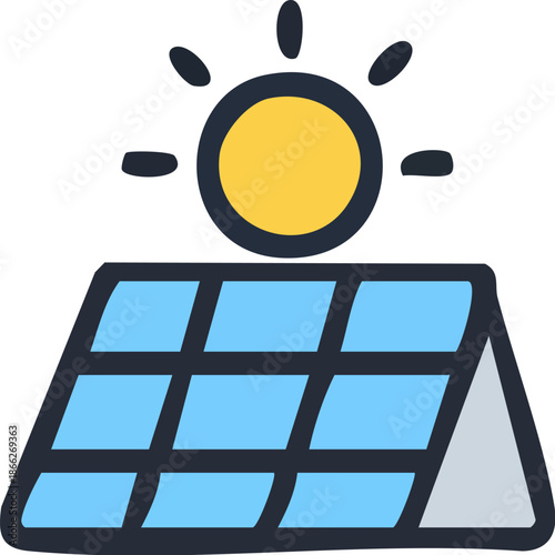 Solar Panel and Sun Icon.