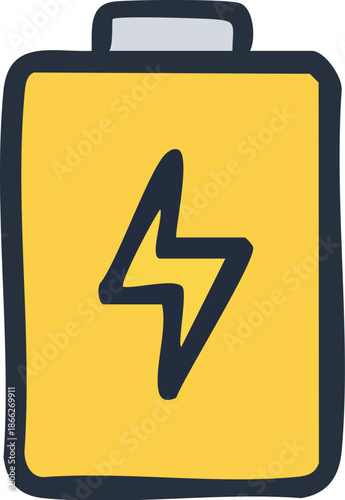 Yellow battery icon with a lightning bolt symbol.
