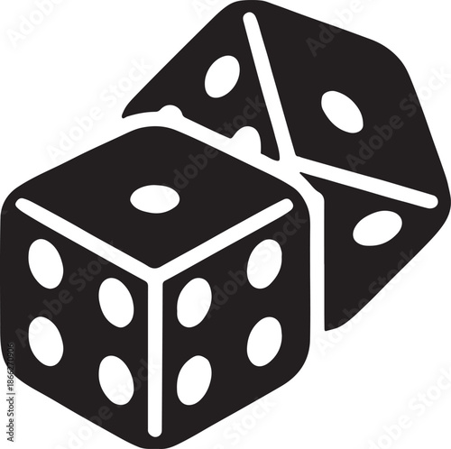 Vector illustration of two red casino dice isolated on a white background as a gambling game symbol of luck, risk, and success with a winning roll of the six-sided cubes